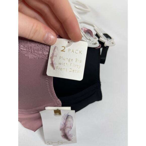 Jessica Simpson Plunge Bra with Flirty Front Lace Detail 2 pack Size 36C NEW - Picture 13 of 13